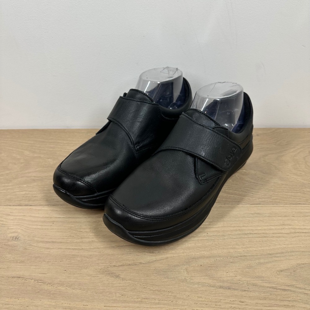 Joya Relax Shoes Womens 7.5 Black Leather Mary Jane Velcro Comfort Walking